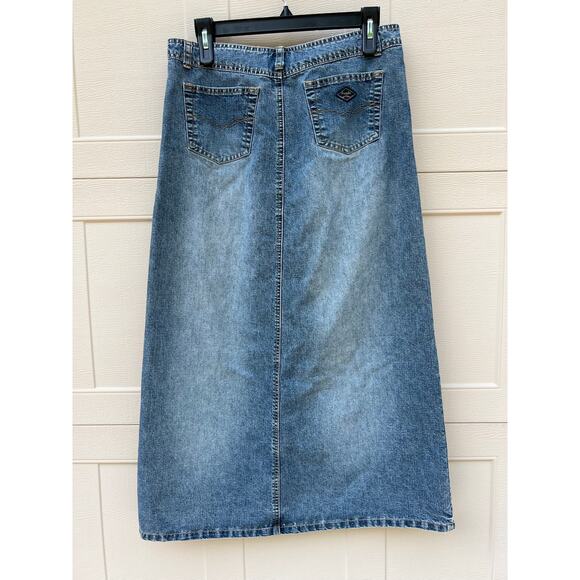 Y2K 00s Vintage Angels Low Rise Denim Jean Long Maxi Skirt  Size 0 Please Read - Picture 6 of 11